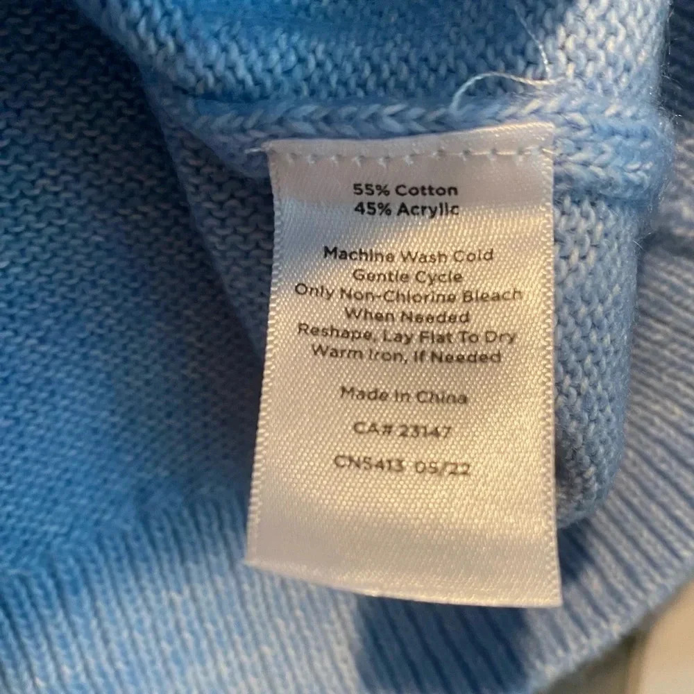 Talbots Breton Button Wide Collar Chunky Pullover Breezy Blue Cotton Women’s XS - Picture 5 of 13